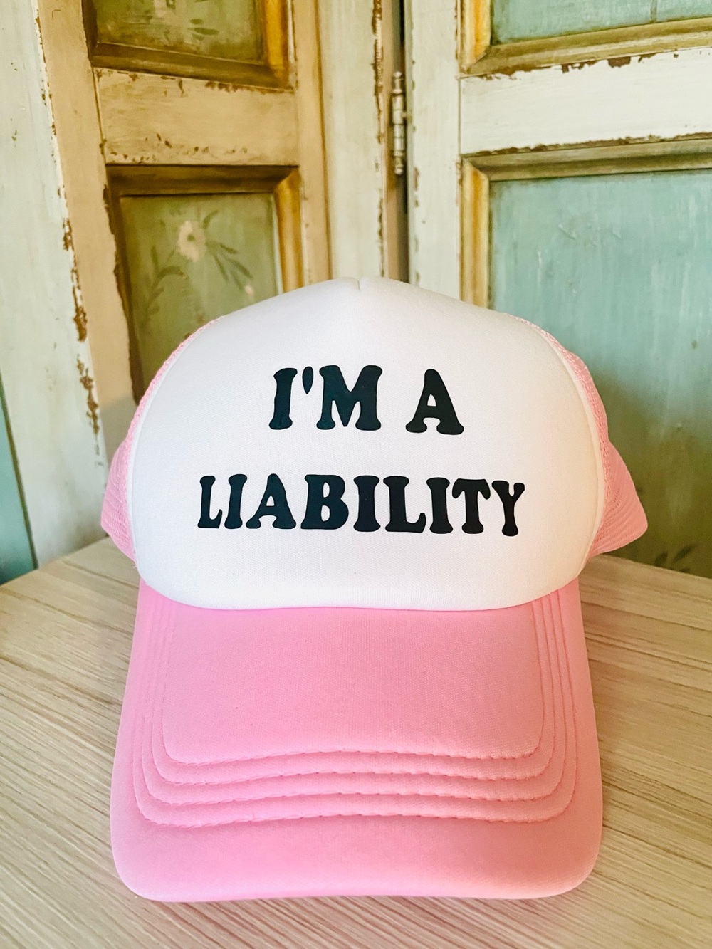 I'm A Liability Pink Trucker Hat